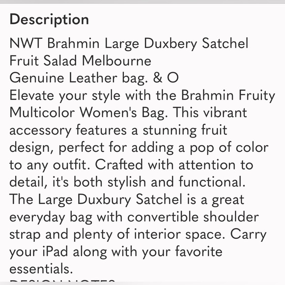 Brahmin Large Duxbury Fruit Salad Multicolor Women's Bag Discontinued - Picture 2 of 2